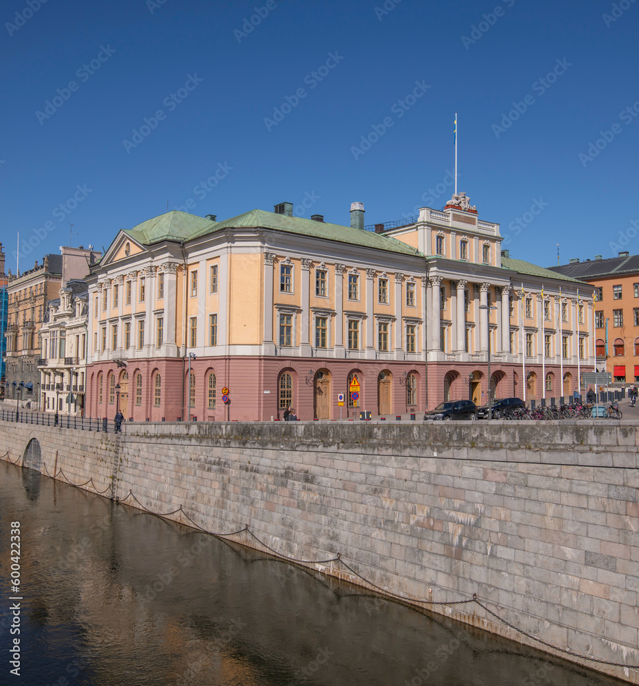 The house of foreign affairs at the river Strömmen, a sunny spring day in Stockholm