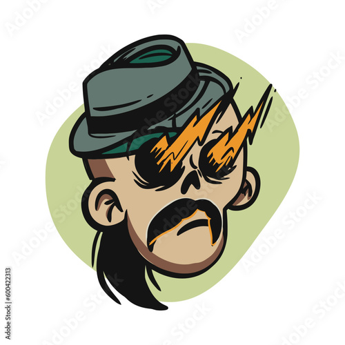 face zombie cartoon illustration for logo, emoticon, esport mascot. vector for t-shirt and sticker design.