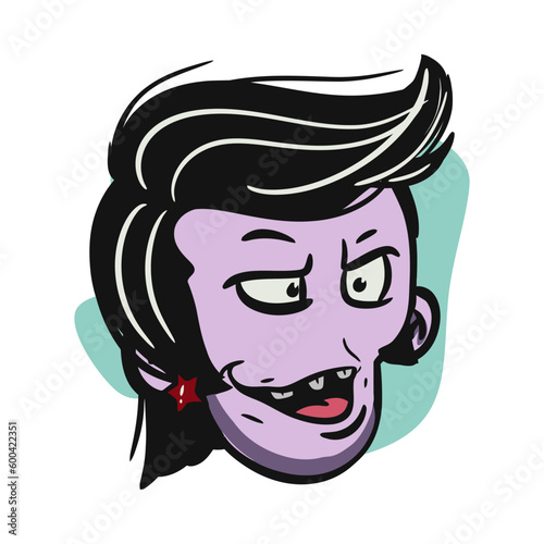 face zombie cartoon illustration for logo, emoticon, esport mascot. vector for t-shirt and sticker design.