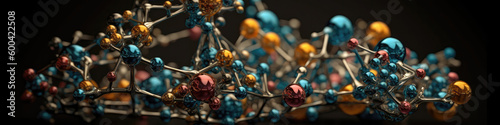 Abstract Shapes, Molecular Models, Scientific Visualization Tool. Panorama Banner. Generative AI