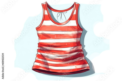 Striped Tank Top For Girl On White Background. Generative AI photo