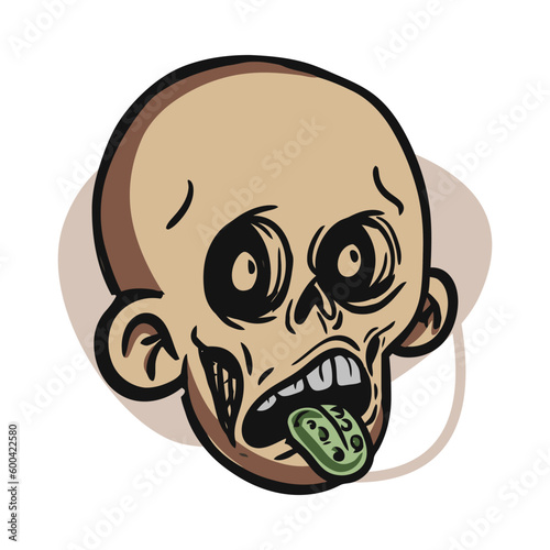 face zombie cartoon illustration for logo, emoticon, esport mascot. vector for t-shirt and sticker design.