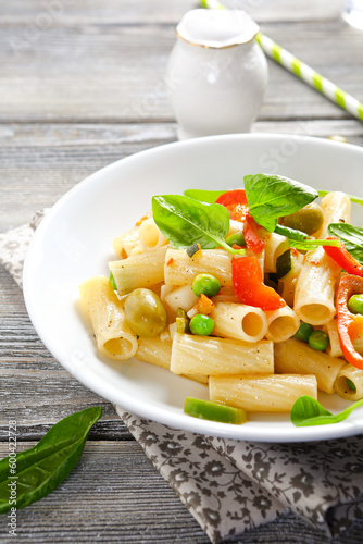 Vegan Pasta with vegetables in a bowl food