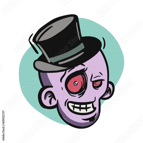 face zombie cartoon illustration for logo, emoticon, esport mascot. vector for t-shirt and sticker design.
