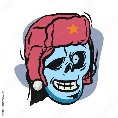 face zombie cartoon illustration for logo, emoticon, esport mascot. vector for t-shirt and sticker design.