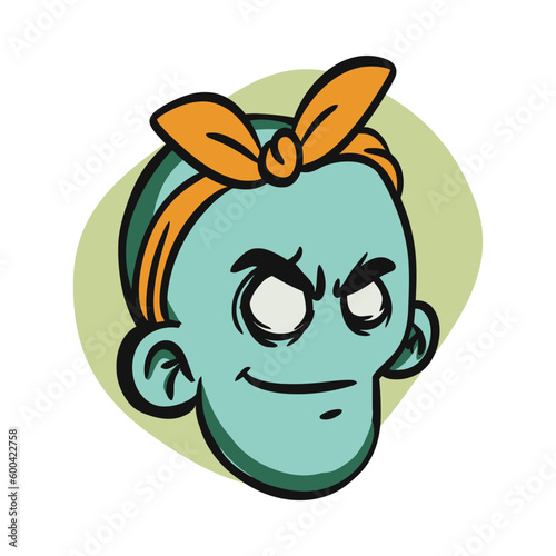 face zombie cartoon illustration for logo  emoticon  esport mascot. vector for t-shirt and sticker design.