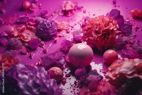 A surreal pink, shocking pink and purple background. Generative AI