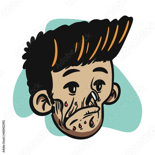 face zombie cartoon illustration for logo, emoticon, esport mascot. vector for t-shirt and sticker design.
