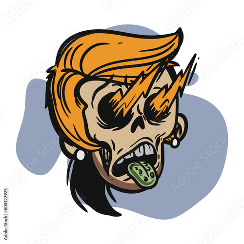 face zombie cartoon illustration for logo, emoticon, esport mascot. vector for t-shirt and sticker design.
