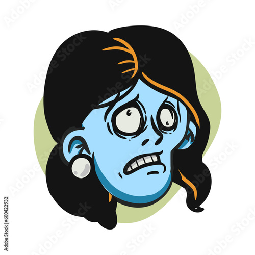 face zombie cartoon illustration for logo, emoticon, esport mascot. vector for t-shirt and sticker design.
