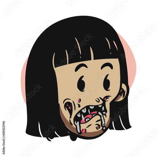 face zombie cartoon illustration for logo, emoticon, esport mascot. vector for t-shirt and sticker design.
