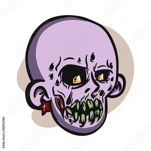 face zombie cartoon illustration for logo, emoticon, esport mascot. vector for t-shirt and sticker design.
