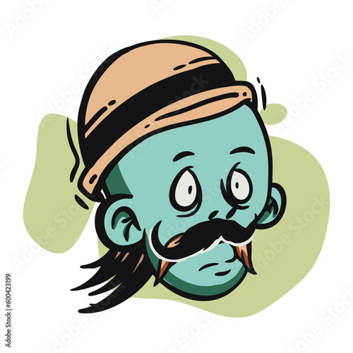 face zombie cartoon illustration for logo, emoticon, esport mascot. vector for t-shirt and sticker design.
