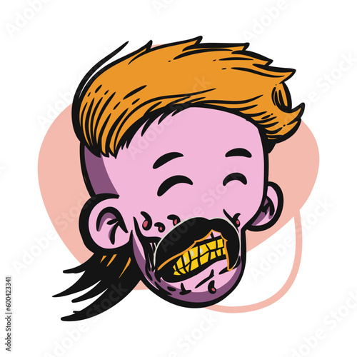 face zombie cartoon illustration for logo, emoticon, esport mascot. vector for t-shirt and sticker design.
