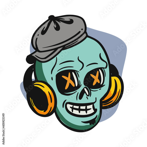 face zombie cartoon illustration for logo, emoticon, esport mascot. vector for t-shirt and sticker design.
