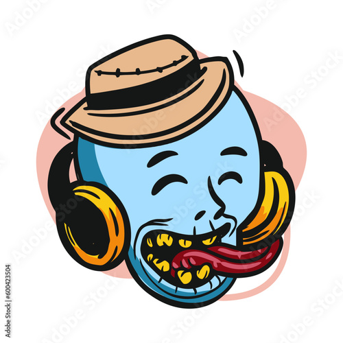 face zombie cartoon illustration for logo, emoticon, esport mascot. vector for t-shirt and sticker design.
