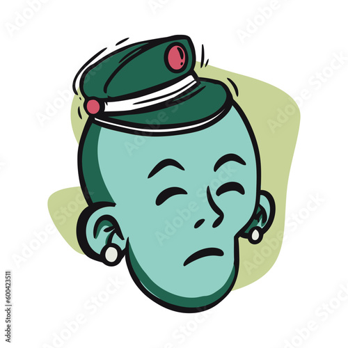 face zombie cartoon illustration for logo, emoticon, esport mascot. vector for t-shirt and sticker design.
