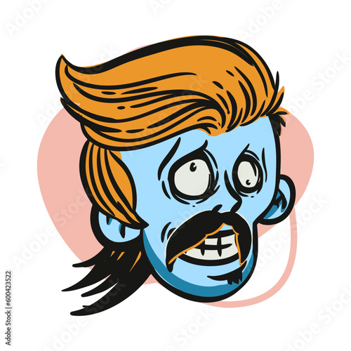 face zombie cartoon illustration for logo, emoticon, esport mascot. vector for t-shirt and sticker design.
