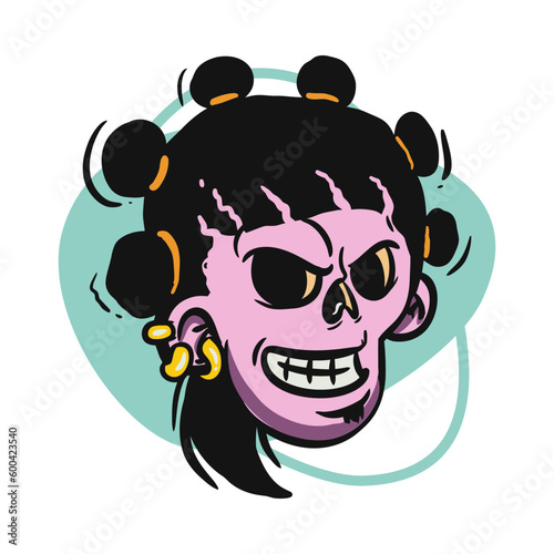 face zombie cartoon illustration for logo, emoticon, esport mascot. vector for t-shirt and sticker design.

