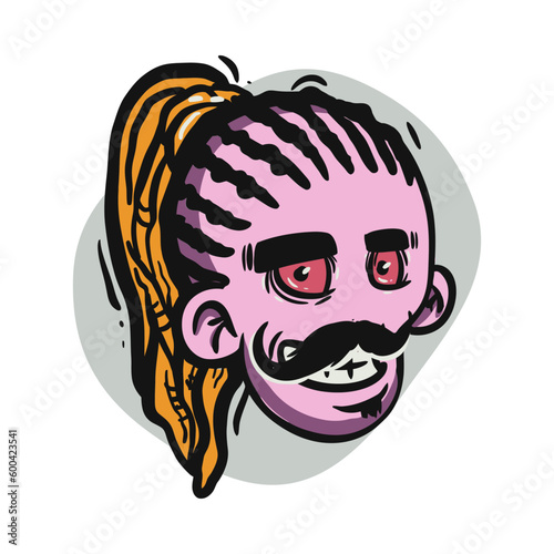 face zombie cartoon illustration for logo, emoticon, esport mascot. vector for t-shirt and sticker design.
