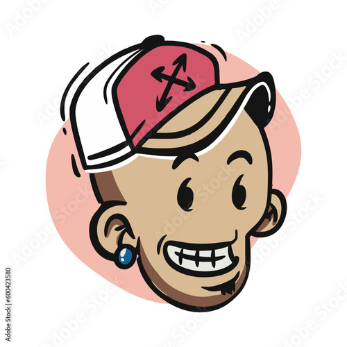 face zombie cartoon illustration for logo, emoticon, esport mascot. vector for t-shirt and sticker design.
