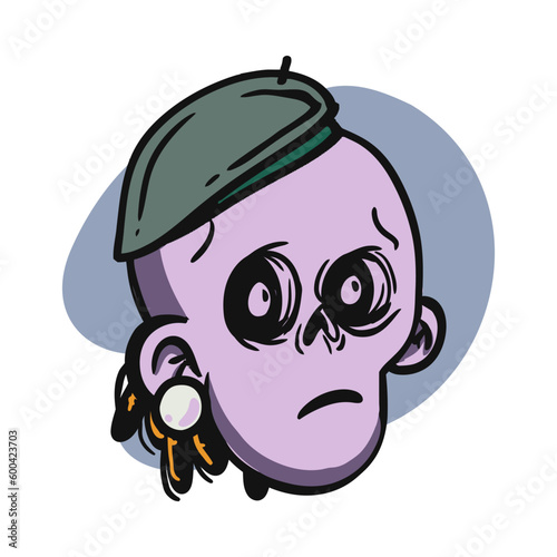 face zombie cartoon illustration for logo, emoticon, esport mascot. vector for t-shirt and sticker design.
