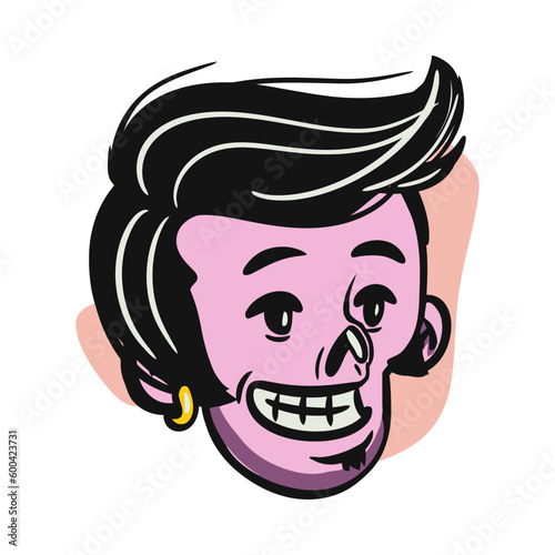 face zombie cartoon illustration for logo, emoticon, esport mascot. vector for t-shirt and sticker design.
