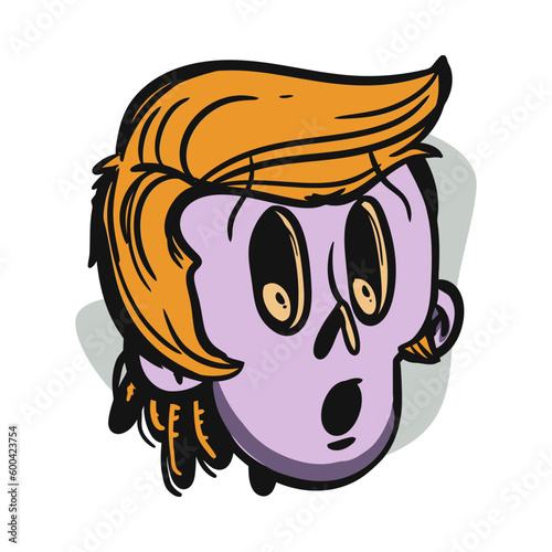 face zombie cartoon illustration for logo, emoticon, esport mascot. vector for t-shirt and sticker design.
