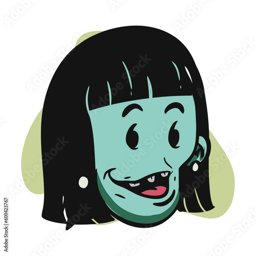 face zombie cartoon illustration for logo, emoticon, esport mascot. vector for t-shirt and sticker design.
