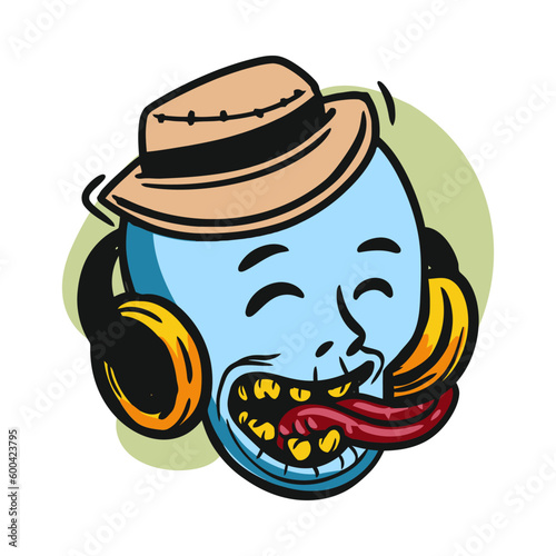 face zombie cartoon illustration for logo, emoticon, esport mascot. vector for t-shirt and sticker design.
