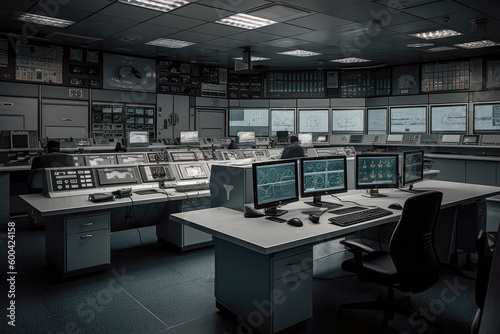 Gas Industry Control Room, Monitoring And Regulation. Generative AI © Anastasiia