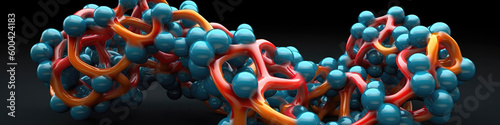 D Protein Structure, Biomolecular Research, Pharmaceutical Design Element. Panorama. Generative AI photo