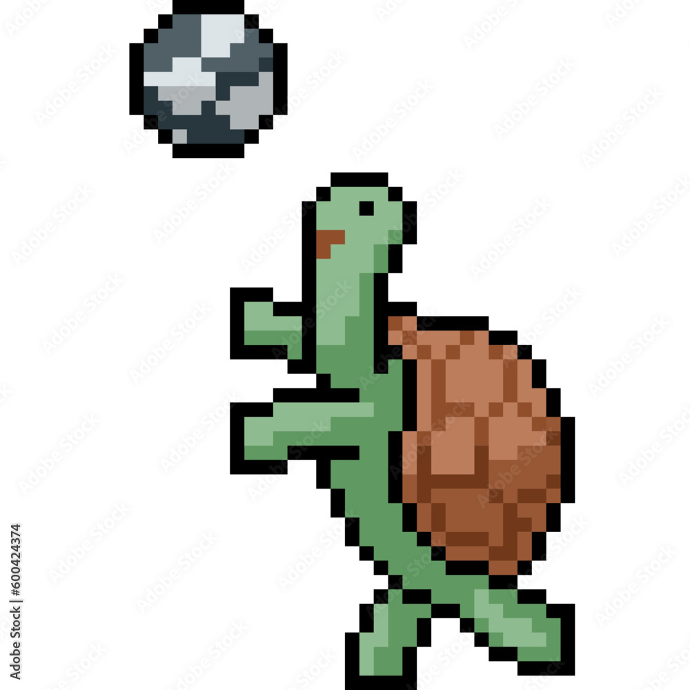 pixel art turtle play ball