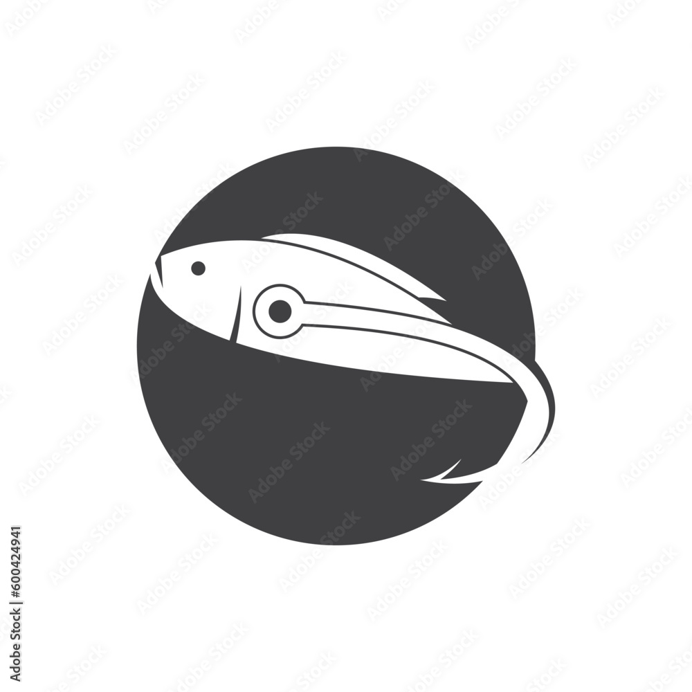 fishing hook and fish vector design template fishing hook and fish vector design template