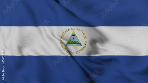 Nicaragua flag waving in the wind. 4K animation.