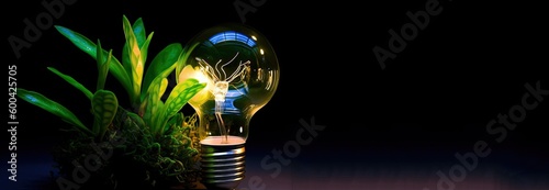 environment growth plant, light bulb with Generative AI