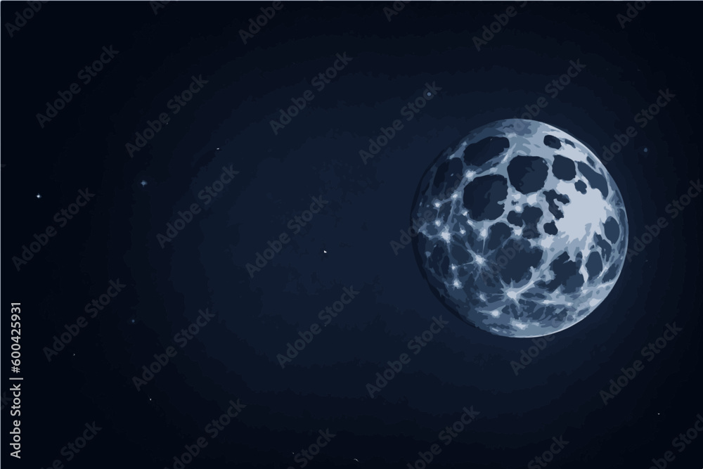Moon in space. Background with moon. Moon vector illustration.
