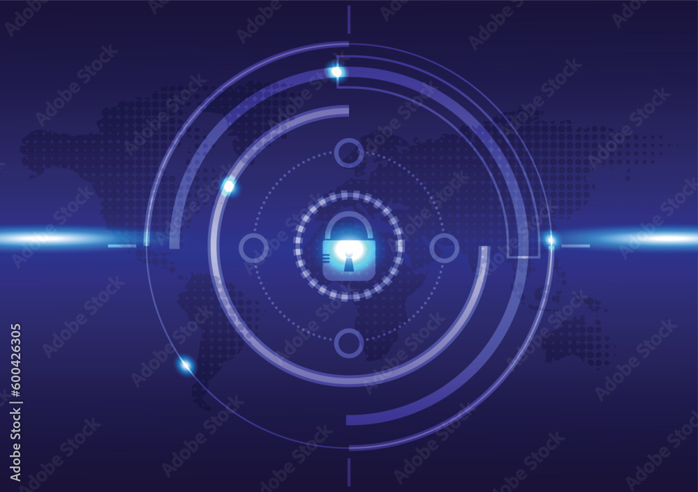 Cyber security and data protection. Future cyber technology web services for business and internet project. Vector illustration for your design with blue gradient background. Cyber security and data protection. Future cyber technology web services for business and internet project. Vector illustration for your design with blue gradient background.