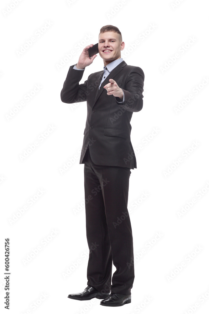 happy young businessman with a new smartphone . happy young businessman with a new smartphone .