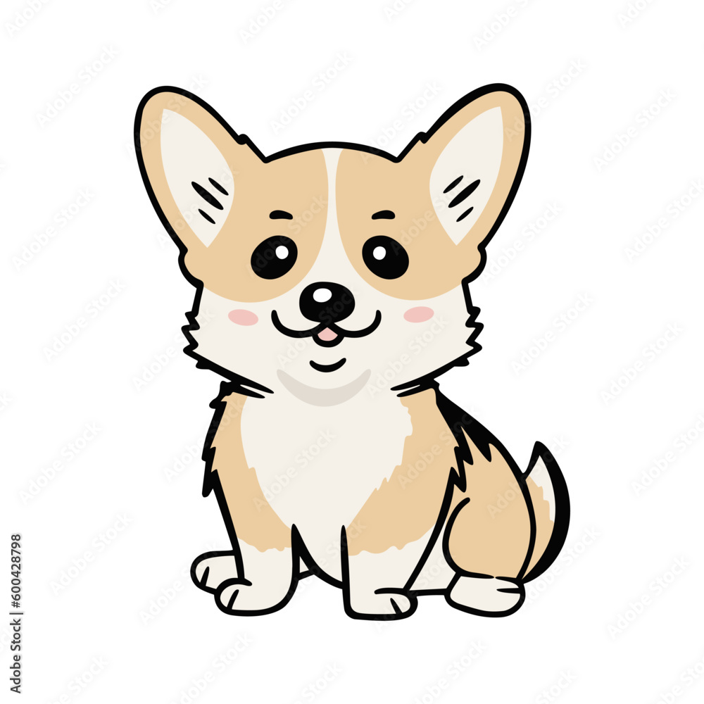 Cute puppy welsh corgi cartoon icon, vector illustration