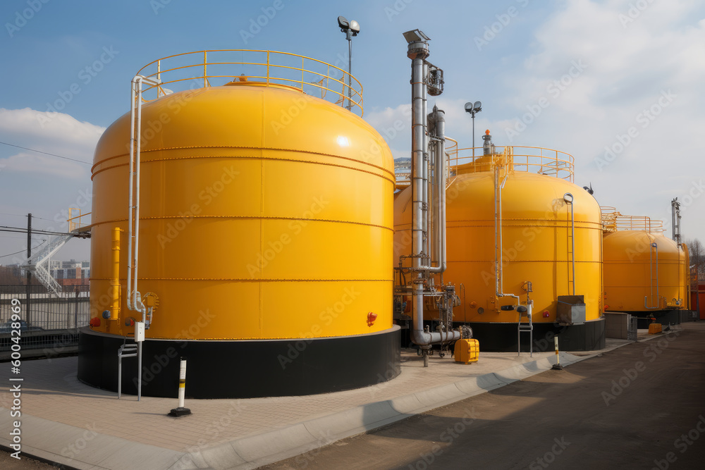 Obraz premium Natural gas storage tanks, AI Generated