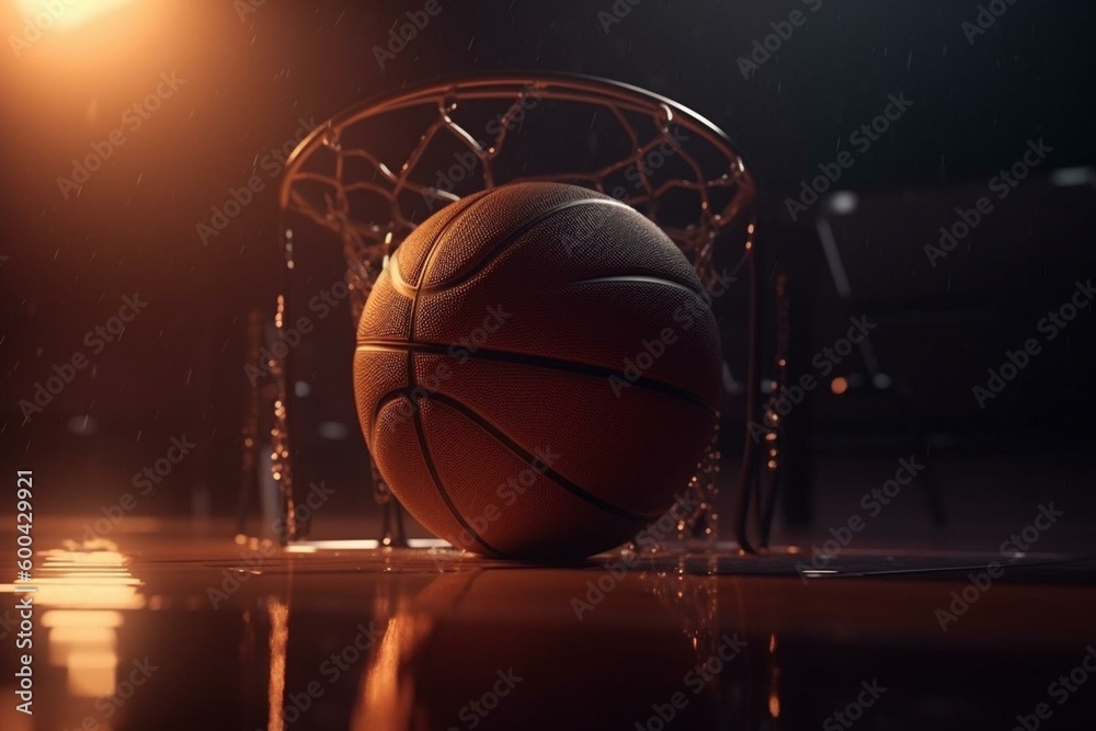 Basketball on a luminous backdrop. Generative AI