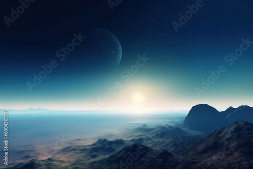 Mysterious horizons at vast and unknown landscape. Beautiful illustration picture. Generative AI