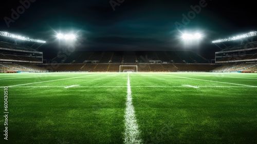 Close-up markings of a football field. Generative AI © Mockup Station
