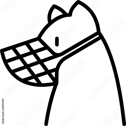 Dog muzzle thin line icon. Accessory for dog. Modern vector illustration for pet shop.