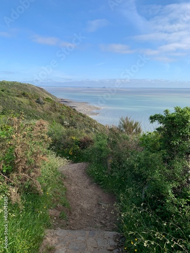 Chemin de randonnée dans la baie du Mont-Saint-Michel, Normandie, France