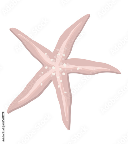 Star fish clipart. Single doodle of underwater animal isolated on white. Colored vector illustration in cartoon style.