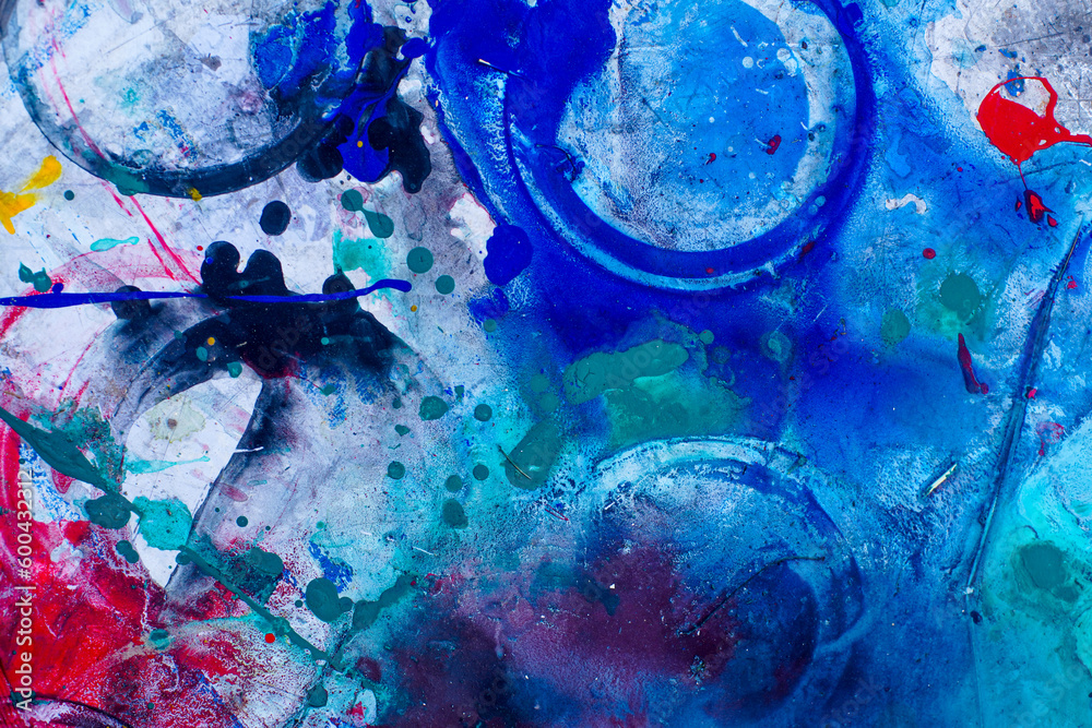 Fototapeta premium Abstract, damage to walls with many colors. Style of landscape. Rough concrete surface with cracks, scratches and paint stains. Great background or texture.