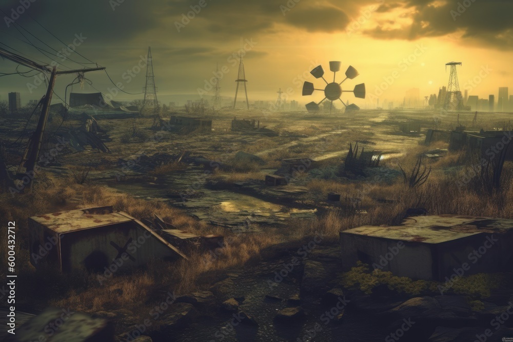 Fallout world after the world war three. Beautiful illustration picture. Generative AI Fallout world after the world war three. Beautiful illustration picture. Generative AI