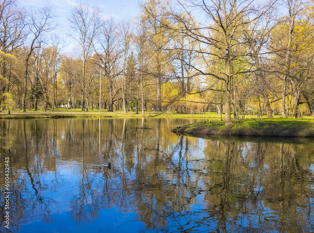 Spring landscape of the parks of St. Petersburg. Landmark of the city. Spring landscape of the parks of St. Petersburg. Landmark of the city.
